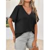 imageCicy Bell Womens Summer Oversized TShirts V Neck Rolled Short Sleeve Casual Tops Loose Fit Tunic TeesBlack