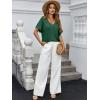imageCicy Bell Womens Summer Oversized TShirts V Neck Rolled Short Sleeve Casual Tops Loose Fit Tunic TeesDark Green