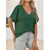 imageCicy Bell Womens Summer Oversized TShirts V Neck Rolled Short Sleeve Casual Tops Loose Fit Tunic TeesDark Green