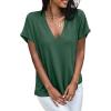 imageCicy Bell Womens Summer Oversized TShirts V Neck Rolled Short Sleeve Casual Tops Loose Fit Tunic TeesDark Green