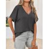 imageCicy Bell Womens Summer Oversized TShirts V Neck Rolled Short Sleeve Casual Tops Loose Fit Tunic TeesDark Grey