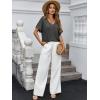 imageCicy Bell Womens Summer Oversized TShirts V Neck Rolled Short Sleeve Casual Tops Loose Fit Tunic TeesDark Grey