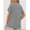 imageCicy Bell Womens Summer Oversized TShirts V Neck Rolled Short Sleeve Casual Tops Loose Fit Tunic TeesGrey