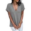 imageCicy Bell Womens Summer Oversized TShirts V Neck Rolled Short Sleeve Casual Tops Loose Fit Tunic TeesGrey