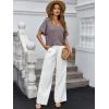 imageCicy Bell Womens Summer Oversized TShirts V Neck Rolled Short Sleeve Casual Tops Loose Fit Tunic TeesLight Brown