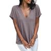 imageCicy Bell Womens Summer Oversized TShirts V Neck Rolled Short Sleeve Casual Tops Loose Fit Tunic TeesLight Brown