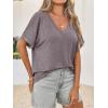 imageCicy Bell Womens Summer Oversized TShirts V Neck Rolled Short Sleeve Casual Tops Loose Fit Tunic TeesLight Brown