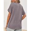 imageCicy Bell Womens Summer Oversized TShirts V Neck Rolled Short Sleeve Casual Tops Loose Fit Tunic TeesLight Brown