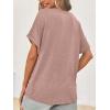 imageCicy Bell Womens Summer Oversized TShirts V Neck Rolled Short Sleeve Casual Tops Loose Fit Tunic TeesPink