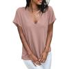 imageCicy Bell Womens Summer Oversized TShirts V Neck Rolled Short Sleeve Casual Tops Loose Fit Tunic TeesPink