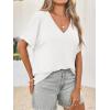 imageCicy Bell Womens Summer Oversized TShirts V Neck Rolled Short Sleeve Casual Tops Loose Fit Tunic TeesWhite