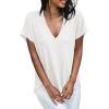 imageCicy Bell Womens Summer Oversized TShirts V Neck Rolled Short Sleeve Casual Tops Loose Fit Tunic TeesWhite