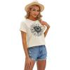 imageCicy Bell Womens T Shirts Short Sleeve Tees Sunflower Graphic Loose Summer TopsBeige