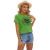 imageCicy Bell Womens T Shirts Short Sleeve Tees Sunflower Graphic Loose Summer TopsGreen