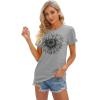 imageCicy Bell Womens T Shirts Short Sleeve Tees Sunflower Graphic Loose Summer TopsGrey