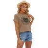 imageCicy Bell Womens T Shirts Short Sleeve Tees Sunflower Graphic Loose Summer TopsKhaki