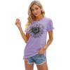 imageCicy Bell Womens T Shirts Short Sleeve Tees Sunflower Graphic Loose Summer TopsLight Purple