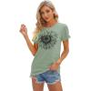 imageCicy Bell Womens T Shirts Short Sleeve Tees Sunflower Graphic Loose Summer TopsPea Green