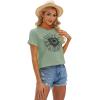 imageCicy Bell Womens T Shirts Short Sleeve Tees Sunflower Graphic Loose Summer TopsPea Green