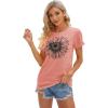 imageCicy Bell Womens T Shirts Short Sleeve Tees Sunflower Graphic Loose Summer TopsPink