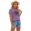 imageCicy Bell Womens T Shirts Short Sleeve Tees Sunflower Graphic Loose Summer TopsPurple