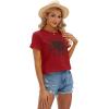 imageCicy Bell Womens T Shirts Short Sleeve Tees Sunflower Graphic Loose Summer TopsRed