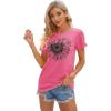 imageCicy Bell Womens T Shirts Short Sleeve Tees Sunflower Graphic Loose Summer TopsRose Red