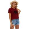 imageCicy Bell Womens T Shirts Short Sleeve Tees Sunflower Graphic Loose Summer TopsWine Red