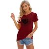 imageCicy Bell Womens T Shirts Short Sleeve Tees Sunflower Graphic Loose Summer TopsWine Red