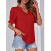 imageCicy Bell Womens V Neck Blouses Puff Sleeve Ruffle Summer Casual Shirt Tunic Tops