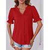 imageCicy Bell Womens V Neck Blouses Puff Sleeve Ruffle Summer Casual Shirt Tunic Tops