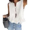 imageCicy Bell Womens Bow Front Tie Tank Tops Pleated Babydoll Top Sleeveless Cute Coquette Shirt Summer OutfitsWhite