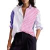 imageCicy Bell Womens Color Block Striped Button Down Shirts Oversized Trendy Casual Blouses Long Sleeve TopsPurple