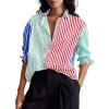 imageCicy Bell Womens Color Block Striped Button Down Shirts Oversized Trendy Casual Blouses Long Sleeve TopsRed
