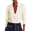 imageCicy Bell Womens Deep V Neck Blouse Casual Striped Long Sleeve Loose Fit Work Shirt TopsBeige