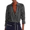imageCicy Bell Womens Deep V Neck Blouse Casual Striped Long Sleeve Loose Fit Work Shirt TopsBlack