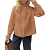 imageCicy Bell Womens Lace Trim Button Down Shirts Cotton Ruffle Long Sleeve Dressy Casual Blouse Fall Work TopsBrown