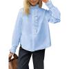 imageCicy Bell Womens Lace Trim Button Down Shirts Cotton Ruffle Long Sleeve Dressy Casual Blouse Fall Work TopsLight Blue