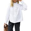 imageCicy Bell Womens Lace Trim Button Down Shirts Cotton Ruffle Long Sleeve Dressy Casual Blouse Fall Work TopsWhite