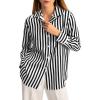 imageCicy Bell Womens Striped Button Down Shirts Casual Satin Long Sleeve Loose Work Blouse TopsBlack