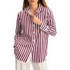 imageCicy Bell Womens Striped Button Down Shirts Casual Satin Long Sleeve Loose Work Blouse TopsBurgundy