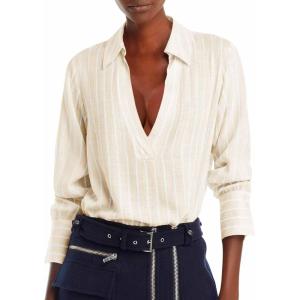 imageCicy Bell Womens Deep V Neck Blouse Casual Striped Long Sleeve Loose Fit Work Shirt TopsBeige