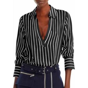 imageCicy Bell Womens Deep V Neck Blouse Casual Striped Long Sleeve Loose Fit Work Shirt TopsBlack
