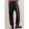 imageCicy Bell Womens Baggy Barrel Horseshoe Jeans Wide Leg Drawstring Vintage Denim Pants with Front PocketsBlack