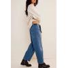 imageCicy Bell Womens Baggy Barrel Horseshoe Jeans Wide Leg Drawstring Vintage Denim Pants with Front PocketsBlue