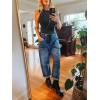 imageCicy Bell Womens Baggy Barrel Horseshoe Jeans Wide Leg Drawstring Vintage Denim Pants with Front PocketsBlue