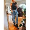 imageCicy Bell Womens Baggy Barrel Horseshoe Jeans Wide Leg Drawstring Vintage Denim Pants with Front PocketsLight Blue