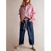 imageCicy Bell Womens Baggy Barrel Horseshoe Jeans Wide Leg Drawstring Vintage Denim Pants with Front PocketsNavy
