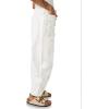 imageCicy Bell Womens Baggy Barrel Horseshoe Jeans Wide Leg Drawstring Vintage Denim Pants with Front PocketsWhite