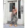imageCicy Bell Womens Baggy Cargo Jeans Wide Leg Low Waisted Loose Denim Pants with Pockets Grey
